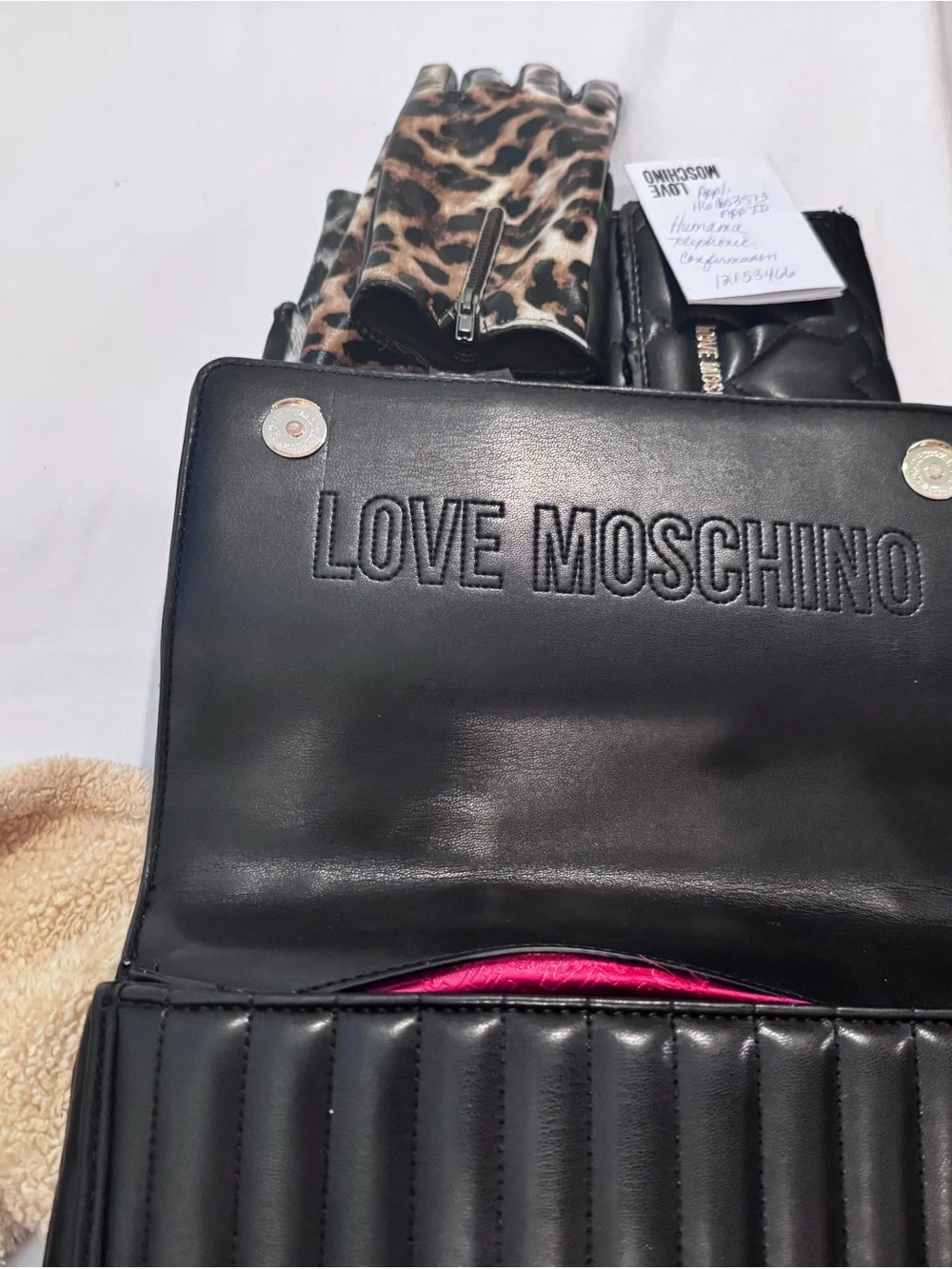 Love Moschino Black Quilted Messenger Bag with Gold Logo